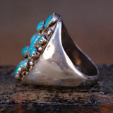 Vintage Sterling 9-Stone Turquoise Cluster Ring 8.5
