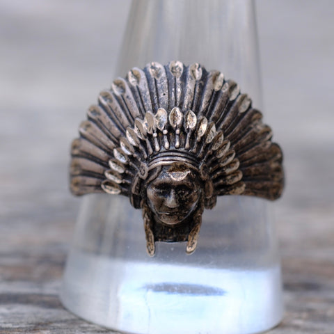 Vintage Sterling Big Chief Ring 11.5