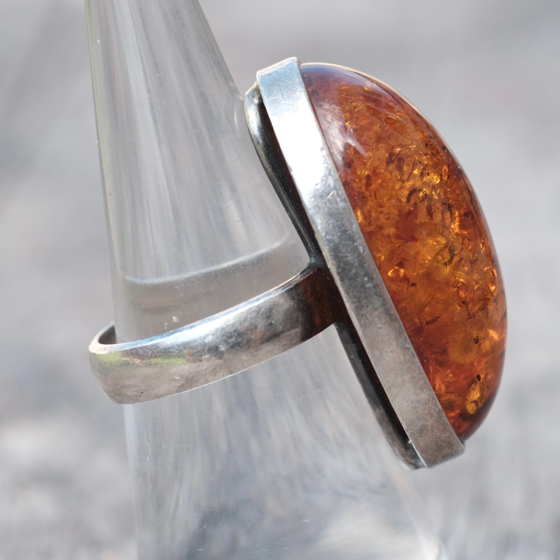Vintage Sterling Amber Ring 6.5