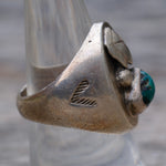 Vintage Sterling Turquoise Stamped Band Ring 8.25