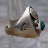 Vintage Sterling Turquoise Stamped Band Ring 8.25