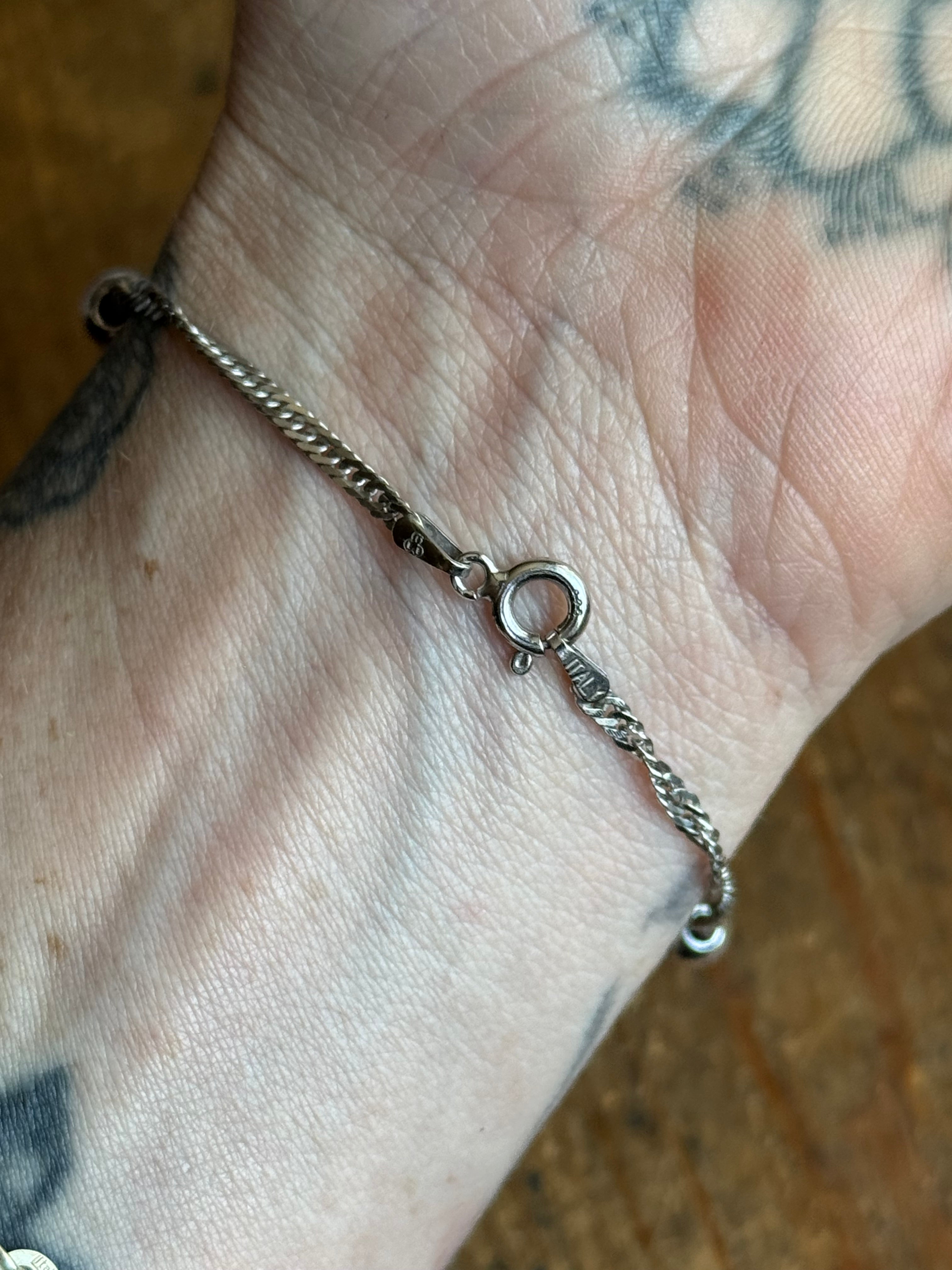 Vintage Sterling Silver 7.25” Bead Rope Bracelet