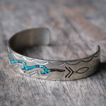 Vintage Sterling Crushed Turquoise and Coral Cuff