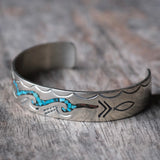 Vintage Sterling Crushed Turquoise and Coral Cuff