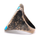 Vintage Sterling Turquoise and Mother Of Pearl Inlay Striper Ring 7.5