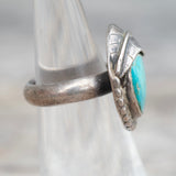 Vintage Sterling Turquoise Feather Ring 3.5