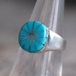 Vintage Sterling Turquoise Inlay Pinwheel Ring 6.5