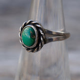 Vintage Sterling Turquoise Roper Ring 5.5