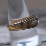 Vintage Silver Plated Glass Ring 10.75