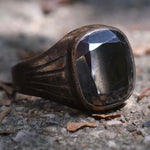 Vintage Sterling Hematite Signet Ring 10.75