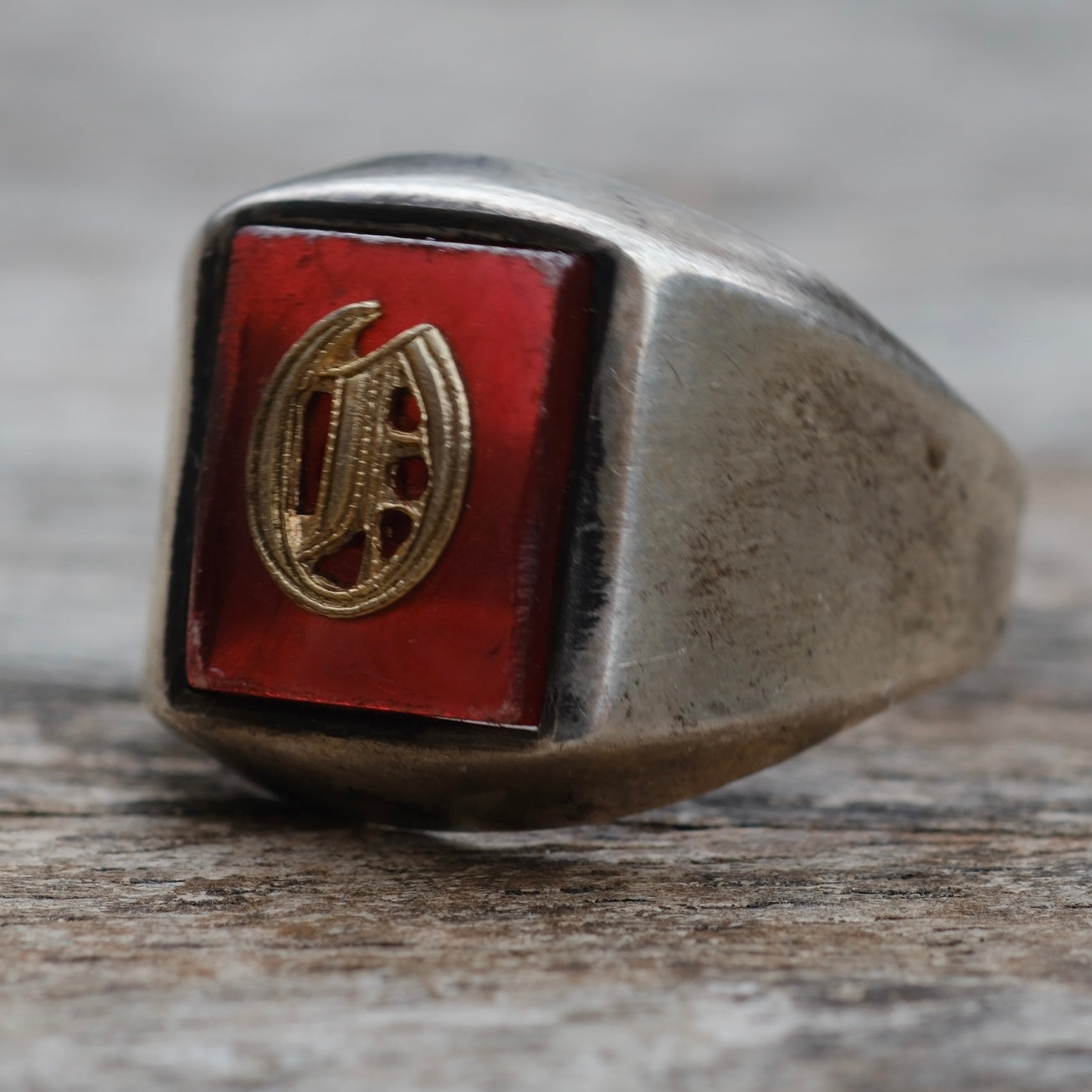 Vintage Sterling O Initial Signet Ring 8
