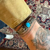 Vintage Sterling Turquoise Feather Cuff