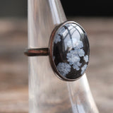 Vintage Sterling Snowflake Obsidian Ring 5
