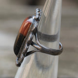 Vintage Sterling Petrified Wood Ring 3.75
