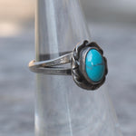 Vintage Sterling Turquoise Roper Ring 5