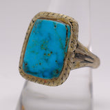 Vintage Sterling Turquoise Roper Ring 10