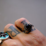 Vintage Sterling Lapis Feather Feather Ring 6