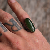 Vintage Sterling Green Carnelian Ring 5.75