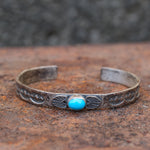 Vintage Sterling Turquoise Stamped Cuff