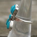 Vintage Sterling Turquoise Cluster Ring 5.75