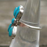 Vintage Sterling Turquoise Cluster Ring 5.75