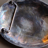 Vintage Sterling Turquoise and Coral Bear Claw Belt Buckle