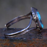 Vintage Sterling Turquoise Feather Cuff