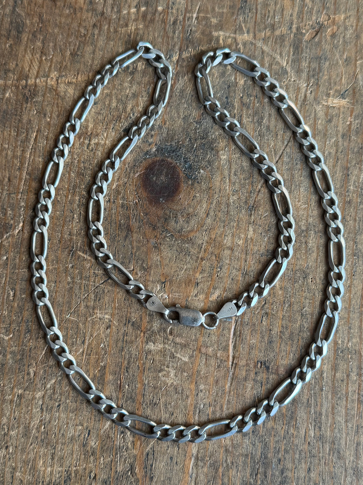 Vintage Sterling Silver 23” Figaro Chain