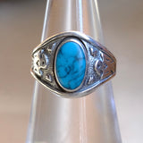 Vintage Sterling Turquoise Thunderbird Ring 5.75