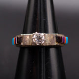 Vintage Sterling Multistone Inlay CZ Ring 8.75