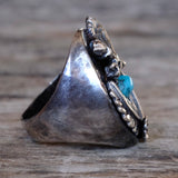 Vintage Sterling Turquoise Eagle Ring 11
