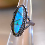 Vintage Sterling Opalite Inlay Ring 5.75