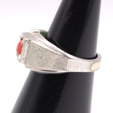 Vintage Sterling Red Glass Signet Ring 7.25