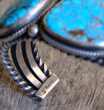 HEAVY Vintage Sterling 3-Stone Turquoise Cuff Bracelet