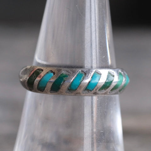 Vintage Sterling Turquoise Inlay Band 7