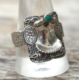 Vintage Sterling Turquoise Saddle Ring 11.5