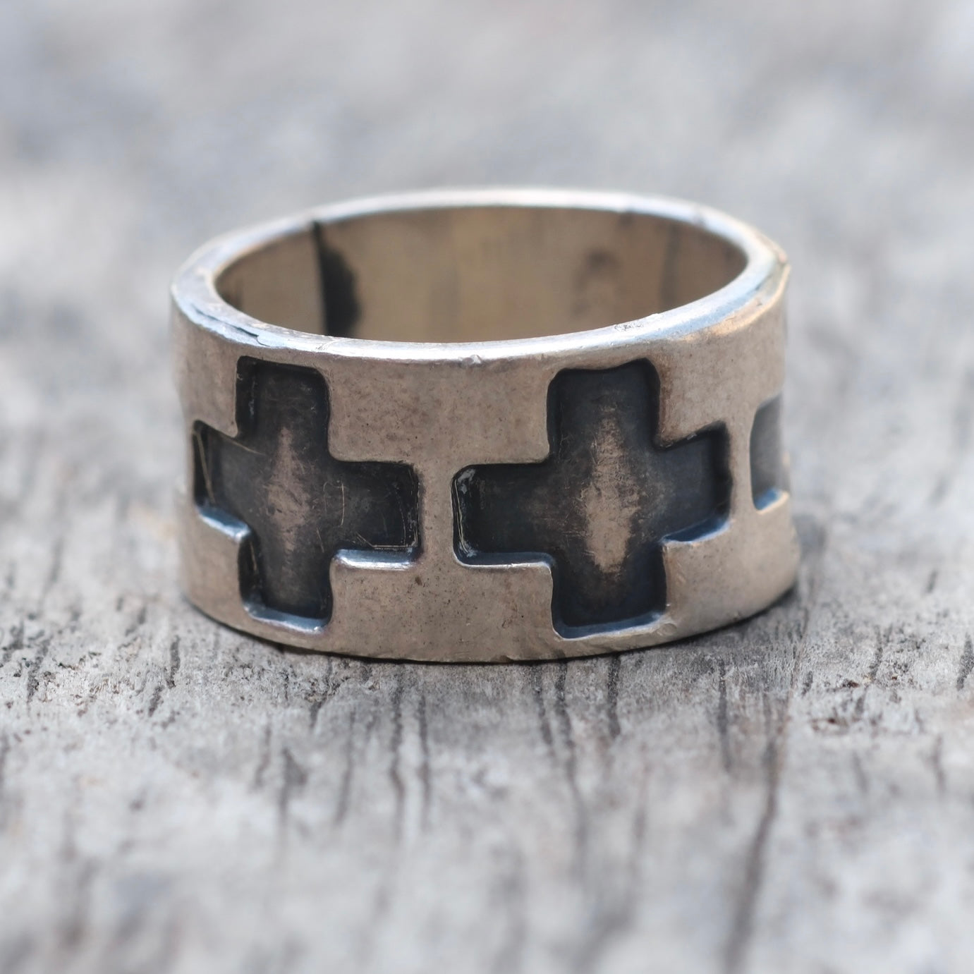 Vintage Sterling Silver Cross Band Ring 5.75