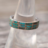 Vintage Sterling Turquoise Inlay Band 6.5