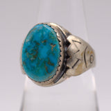 Vintage Sterling Turquoise Stamped Band Ring 7.5
