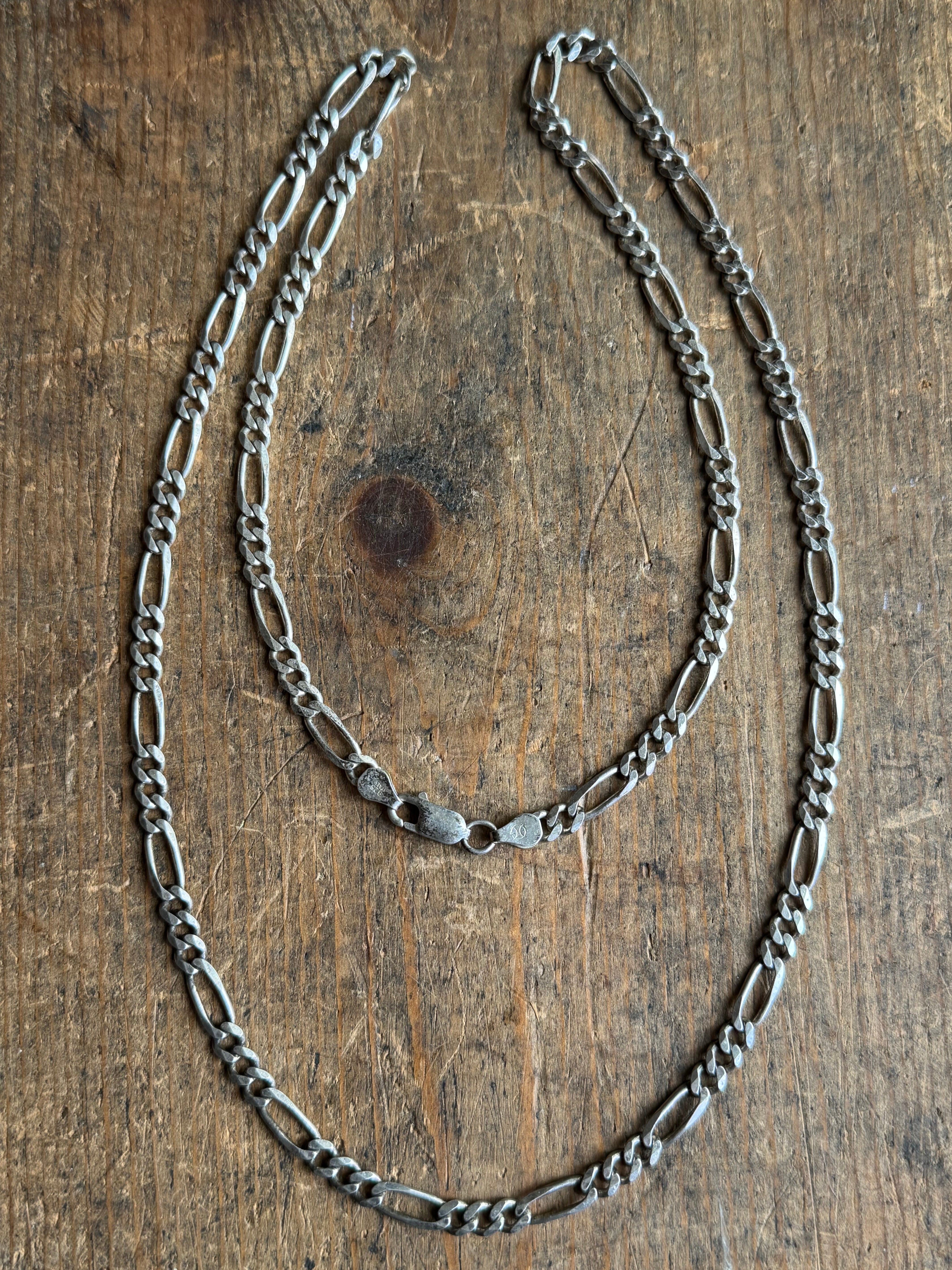 Vintage Sterling Silver 30” Figaro Chain