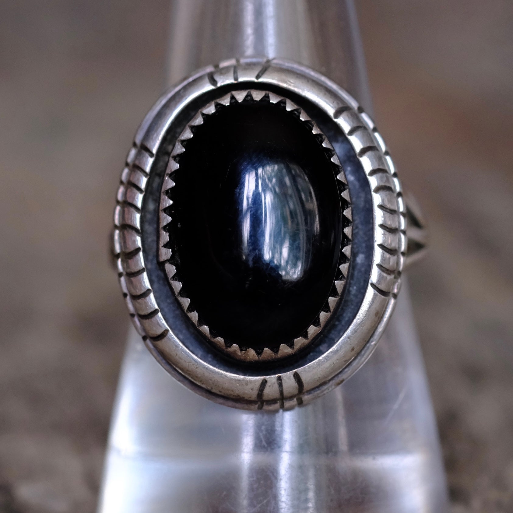 Vintage Sterling Onyx Ring 9.25