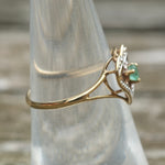 Vintage 10k Gold Green Garnet Heart Ring 7