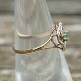 Vintage 10k Gold Green Garnet Heart Ring 7