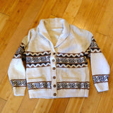 Vintage Cowichan Sweater Chunky Knit Cardigan L
