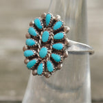 Vintage Sterling Turquoise Cluster Ring 6.5