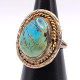 Vintage Sterling Turquoise Roper Ring 6.5
