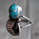 Vintage Sterling Turquoise Feather Ring 5.25