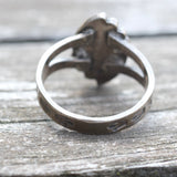 Vintage Sterling Coral Stamped Band Ring 5