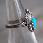 Vintage Sterling Turquoise Feather Ring 4.75