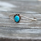 Vintage Sterling Turquoise Feather Cuff